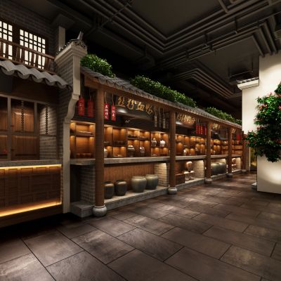 工业风餐厅干枝树