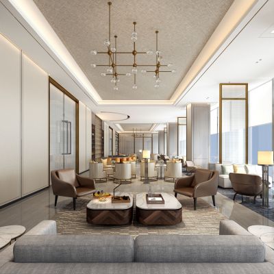 新中式售楼处酒店休闲洽谈区