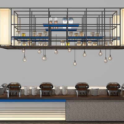 新中式自助餐厅餐台吊灯自助餐具