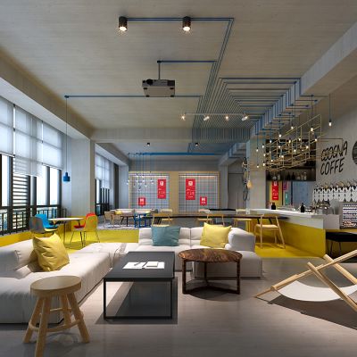 现代风格办公工业风休闲水吧区