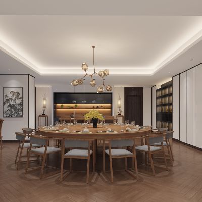 中式包间餐桌椅子