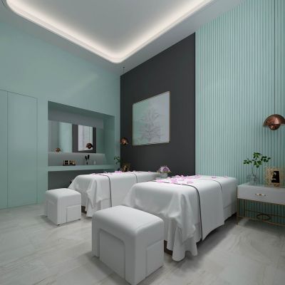 女士美容美体spa会所按摩房间按摩床