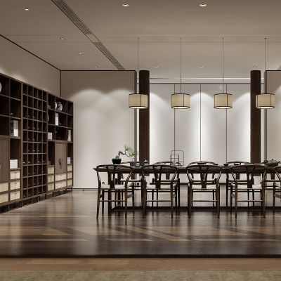 新中式茶室茶桌椅子书柜