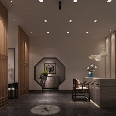 现代中式spa会所前台