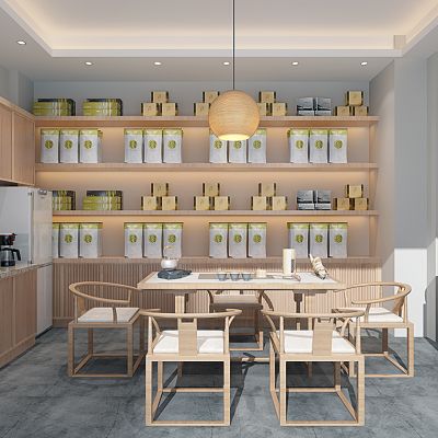 新中式茶室茶叶店茶桌椅陶罐茶具