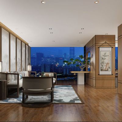 新中式经理办公室会客区