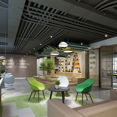 现代风格办公休闲区书吧