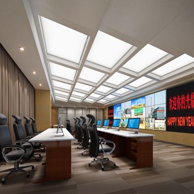 现代风格消防监控室指挥室指挥中心