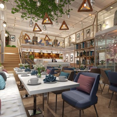 北欧现代网红咖啡厅咖啡店餐厅