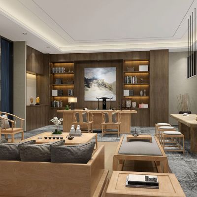 新中式古典奢华经理办公室