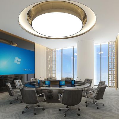 现代圆形视频会议室