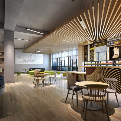 现代办公水吧休闲区