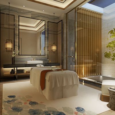 足疗水疗按摩房室大厅按摩床