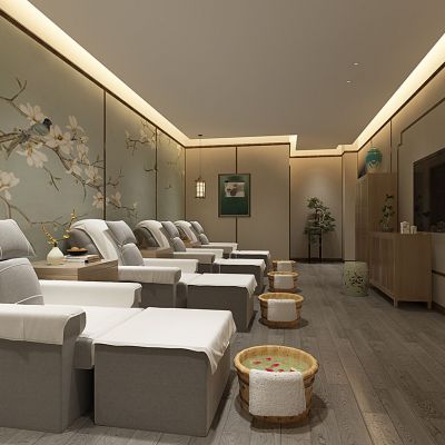 新中式足疗按摩房室大厅按摩床足疗床