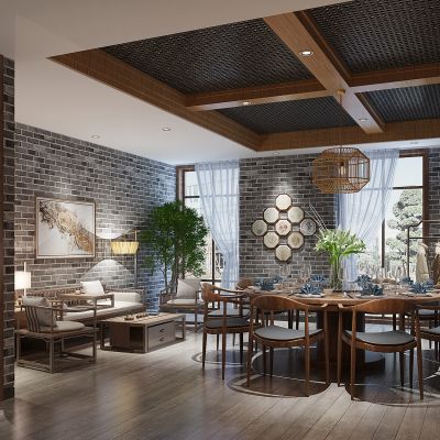 新中式餐厅包间餐桌椅