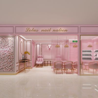现代SPA美容美甲网红店门头摆台
