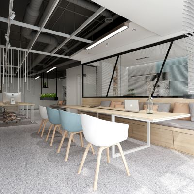 现代极简办公室会议区