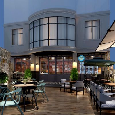 美式欧式现代餐厅外摆遮阳伞餐桌椅马灯