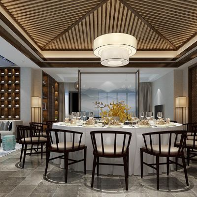 中式东南亚餐厅包间餐桌椅