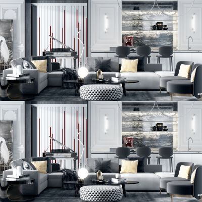 后现代高级灰客厅餐厅