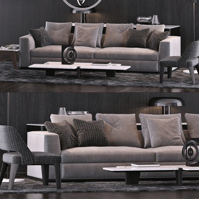 现代多人沙发茶几组合