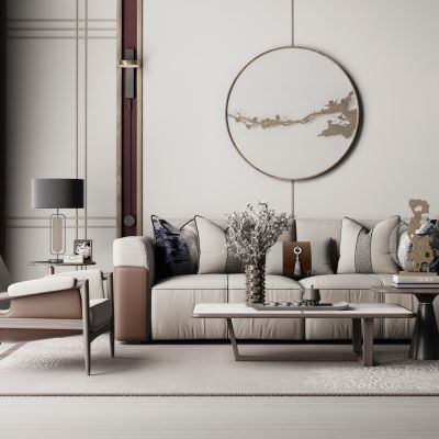 现代新中式沙发茶几组合