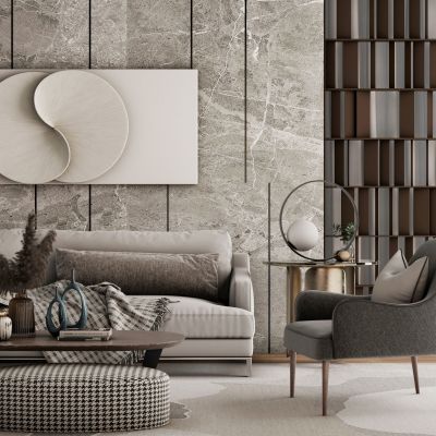 现代布艺沙发茶几组合