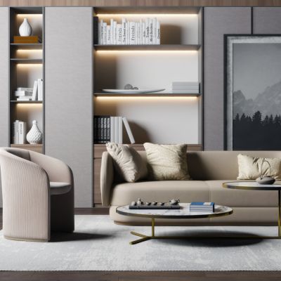 后现代轻奢沙发茶几组合