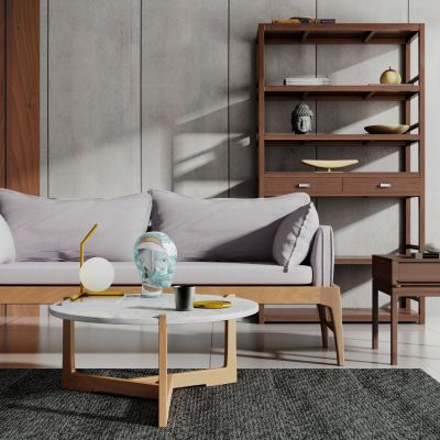 现代新中式沙发茶几组合