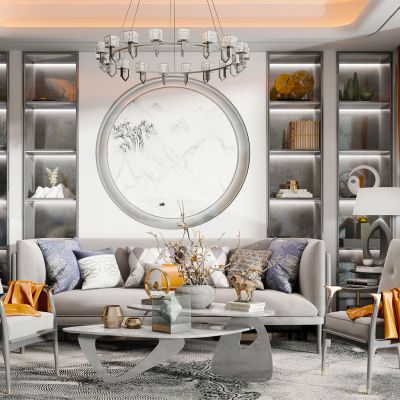 新中式沙发茶几组合