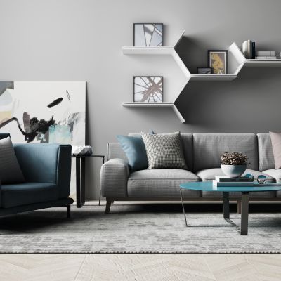 现代沙发茶几组合