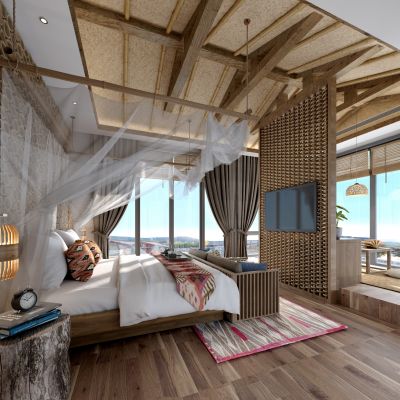 新中式东南亚民宿酒店客房