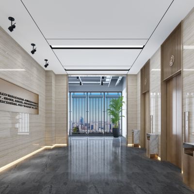 现代新中式电梯厅间垃圾桶