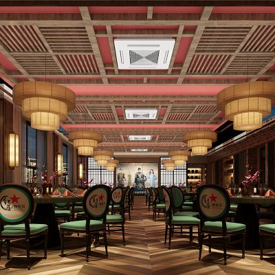 新中式混搭餐厅桌椅舞台宴会厅