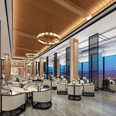 新中式酒店售楼处洽谈区餐厅吊灯