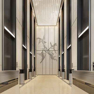 现代办公楼电梯间