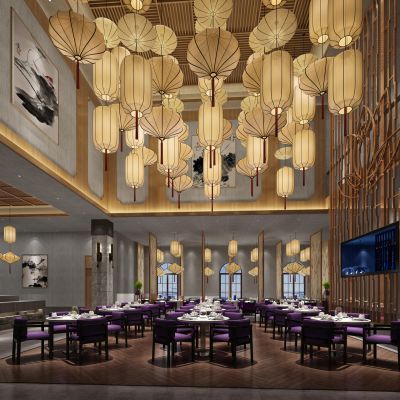 新中式餐厅灯笼3D模型