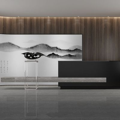 新中式售楼处会所酒店前台接待