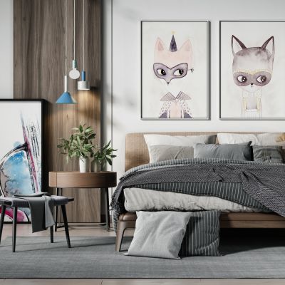 现代北欧床具组合