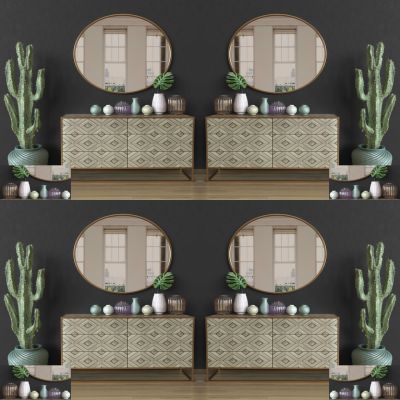 后现代边柜玄关柜陈设品组合