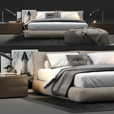 现代双人床床具组合