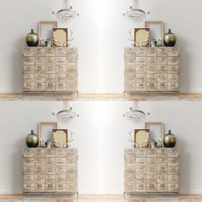 现代工业风边柜玄关柜陈设品组合