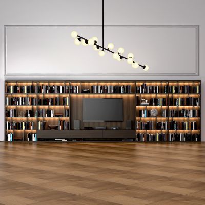 现代书架电视柜组合