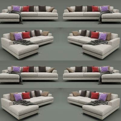 现代多人转角沙发