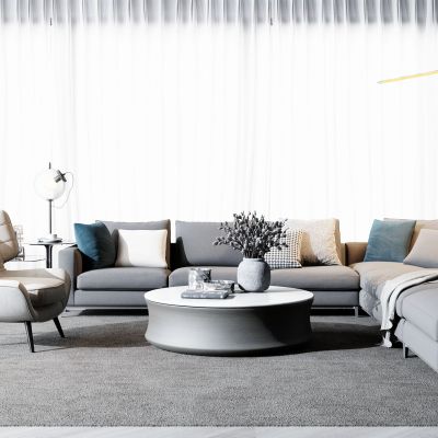 现代布艺沙发组合