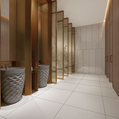 现代卫生间立柱状台盆