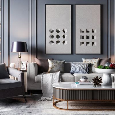 现代轻奢沙发茶几组合