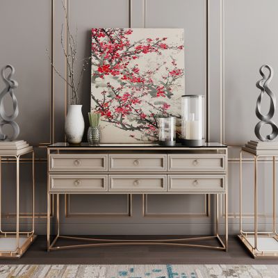 现代轻奢边柜摆件组合