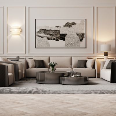 现代轻奢沙发茶几组合