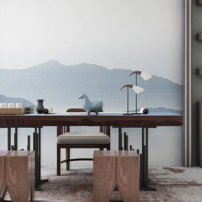 新中式书房桌椅组合